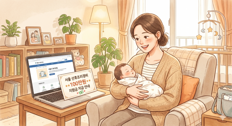 서울 산후조리경비 100만원 지원 대상과 신청 방법을 안내하는 이미지