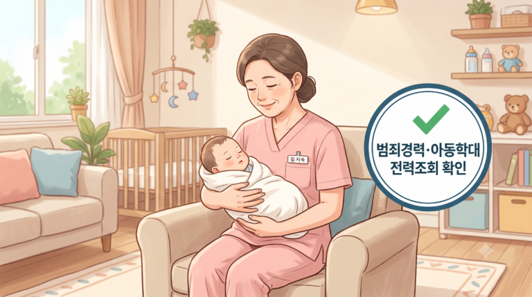 산후도우미 범죄경력조회 검증을 거친 산모신생아 건강관리사가 신생아를 안고 있는 모습